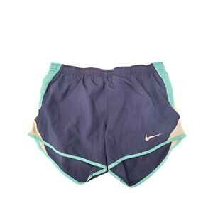 Nike Dri-Fit women's running shorts w/ liner. Dark blue, teal and white. Size S